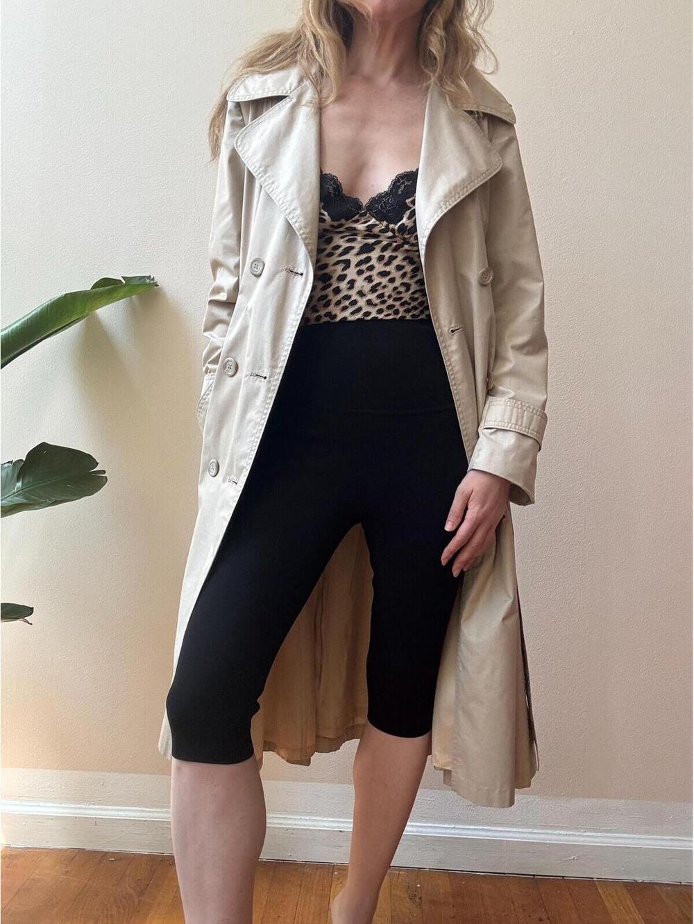Vintage 1970s Lightweight Beige Belted Trench Coat